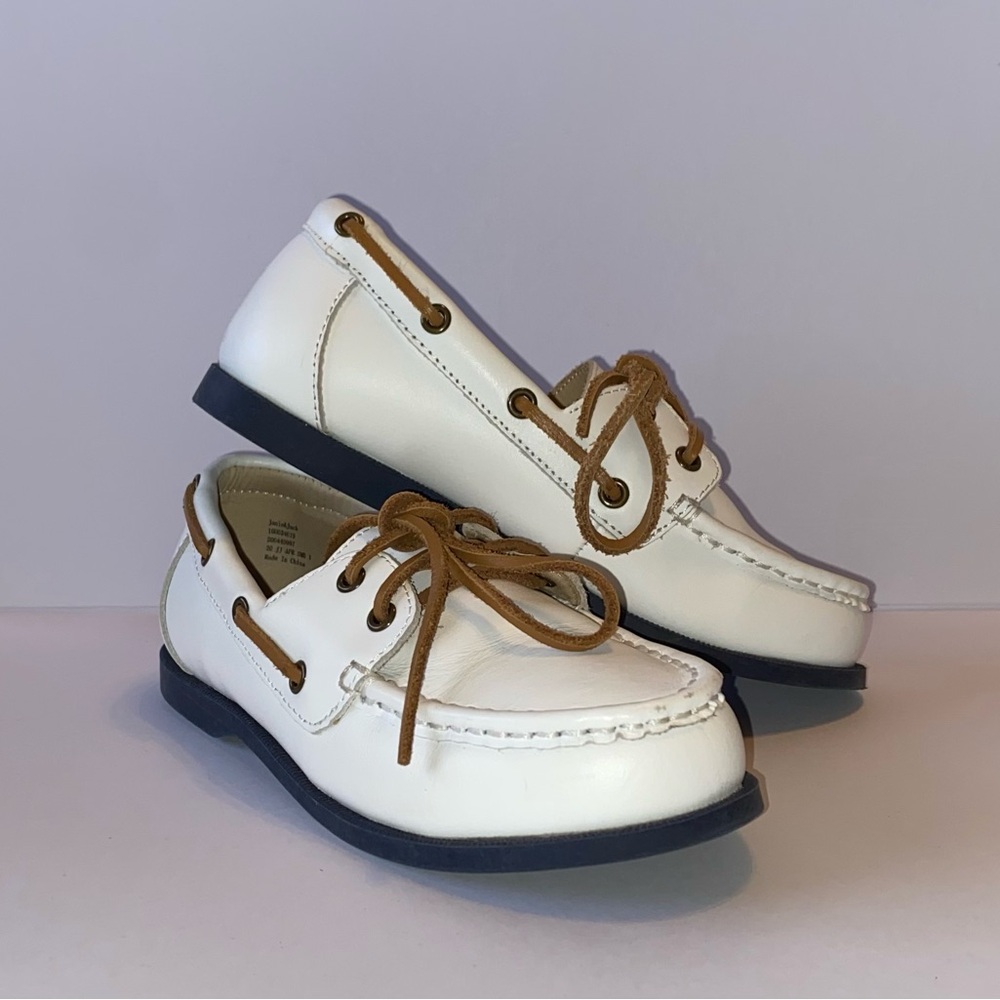 🛥️Janie and Jack Classic White Leather Boat Shoes